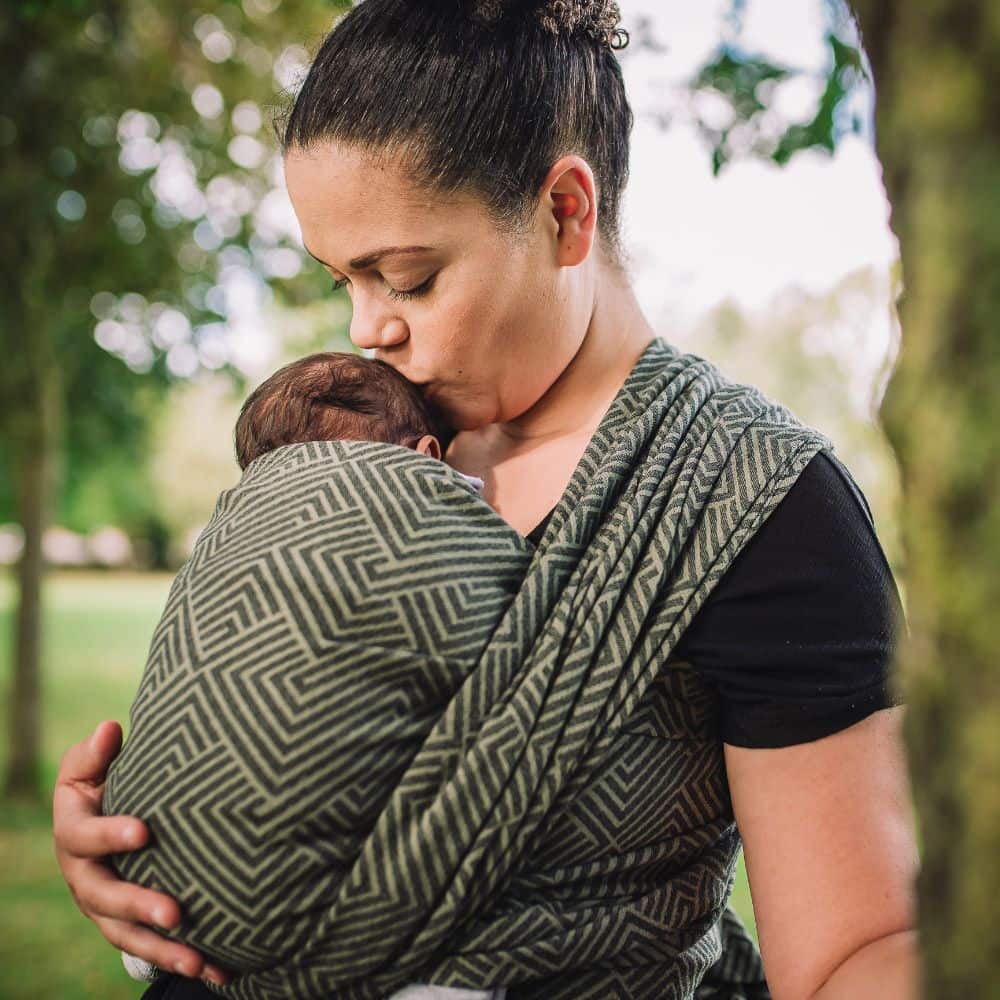 Babywearing after a c-section in a woven wrap